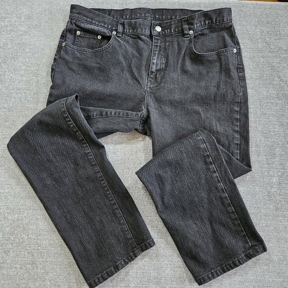 Lauren Ralph Lauren Jeans Womens 16 Black Straight Bootcut Classic Denim Goth - Picture 9 of 15
